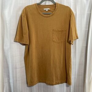 FRYE CO. Men's Mustard Yellow Washed Cotton Pocket T Shirt XL Casual Basic Relax